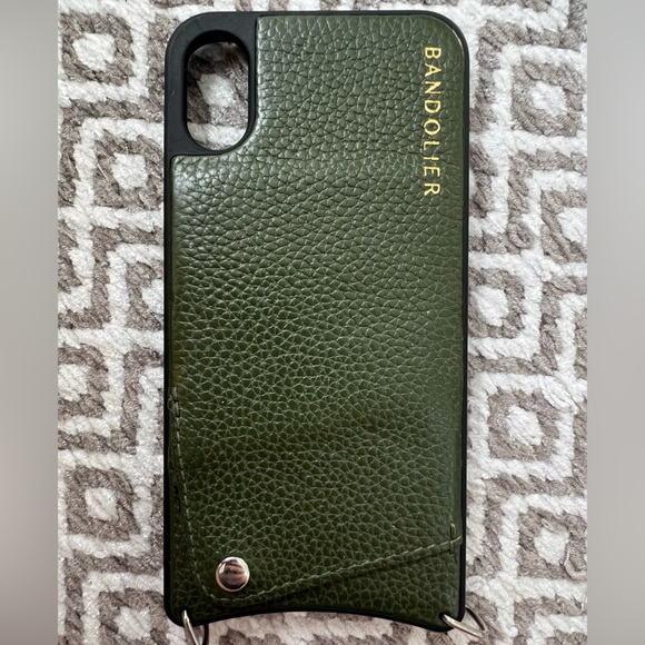 Bandolier Olive Green Leather Phone Case with Studded Strap. - Picture 2 of 7